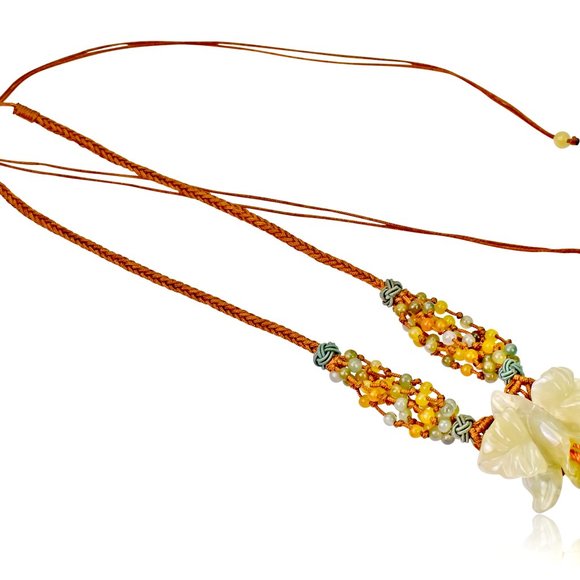 Iris Flower Handmade Jade Necklace Pendant - Picture 4 of 4